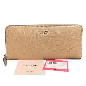 Kate Spade Sylvia Slim Continental Full Zip Leather Wallet - Light Fawn $158 New
